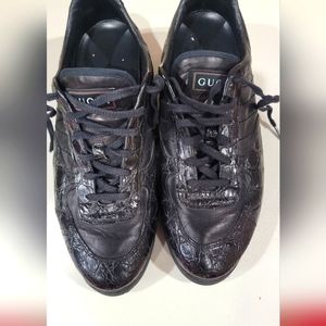 MEN Gucci Leather/Crocodile Low Top Sneakers